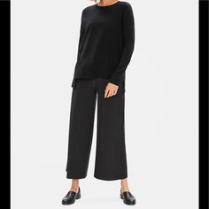 Eileen Fisher Midnt Wide Leg Pant Preloved Condition Size S Versatile Black Pants With Straight Hem, Black Pants With Straight Hem For Fall, Modern Black Wide Leg Pants For Fall, Eileen Fisher Lantern Pants, Eileen Fisher Pants, Wide Leg Pant, Eileen Fisher, Black Blue, Wide Leg Pants