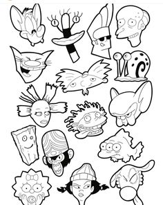 the simpsons characters coloring pages are in black and white, with different faces on them