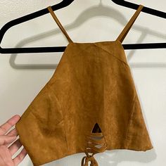 - Never Worn - No Brand Tag, Only Says Size Small - Ties Wrap Around Your Waist - Zipper Closure On Back Trendy Brown Crop Top For Day Out, Chic Brown Crop Top For Spring, Casual Brown Crop Top For Party, Tie Wrap, Brand Tags, No Brand, Wrap Around, Crop Top, Womens Tops