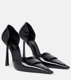 D'Orsay 110 leather pumps in black - Saint Laurent | Mytheresa Black High Heel Pumps, Cute Shoes Heels, Club Shoes, Silver Pumps, Designer Pumps, Sheepskin Boots, Satin Pumps, Saint Laurent Shoes, Evening Shoes