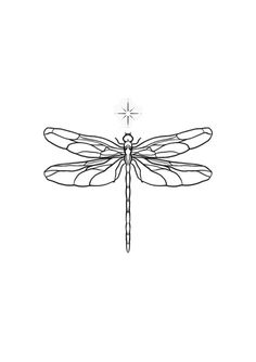 a black and white drawing of a dragonfly