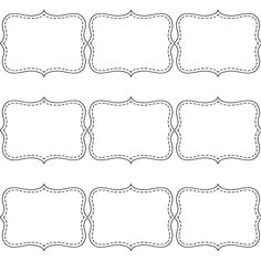 four blank labels with scalloped edges in black and white on a white background