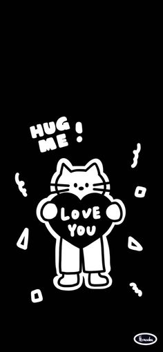 an image of a cat with the words hug me on it