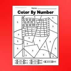 an american flag color by number worksheet