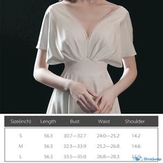 OrcaJump - Elegant French Silk Bridal Gown Luxury Solid Color Full-length Gown, Summer V-neck Gown For Wedding Guest, Solid Color Maxi Dress For Wedding Guest, Spring Empire Waist Evening Dress, Long Solid Color Dresses For Wedding, Summer Wedding Gown With Short Sleeves, Solid V-neck Midi Dress For Wedding, Solid Empire Waist Wedding Dress, Solid Color Empire Waist Wedding Dress