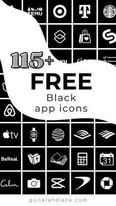 black and white icons with the text freebie app icons on it in front of an image