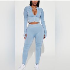 Size L/Xl But Runs Very Small In My Opinion Trendy Long Sleeve Blue Activewear, Trendy Blue Long Sleeve Activewear, Trendy Blue Activewear For Spring, Floral Trousers, Adidas Leggings, Cropped Wide Leg Pants, Pixie Pants, In My Opinion, Leather Trousers