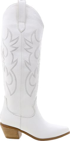 White Western Knee-high Boots With Wide Calf, White Wide Calf Western Knee-high Boots, Western White Snip Toe Knee-high Boots, Leon Black, Lemon Jelly, White Cowboy Boots, Bogg Bag, J Cole, White Boots