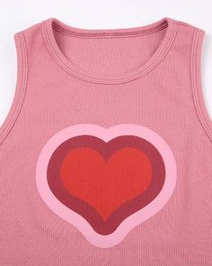 Details: Tank top with front heart designTop Length: CroppedSleeve Length: SleevelessMaterials:35% Cotton + 60% Polyester + 5% Spandex Perfect Heart, Heart Tank Top, Pink Tank Top, Heart Design, Trinidad And Tobago, Tops Designs, Tank Top, Sleeve Length, Spandex