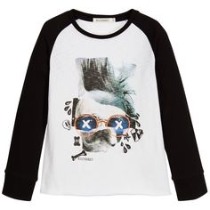 BILLYBANDIT Boys White & Black Raglan Sleeve Top, Blue Ivory