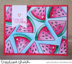 a card with watermelon slices on it