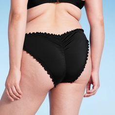 Get ready to feel flirty at the beach or beside the pool with the Ruffle Cheeky Bikini Bottom from Shade & Shore™. The bikini bottoms feature a low-rise cheeky silhouette for a sultry-sweet look, along with ruffles on the edging for feminine flair. The soft, stretchy fabric with an elastic leg-opening ensures comfortable movement, while the opaque construction offers coverage for confident wear. Pair them with a matching solid-color bikini top or a patterned swim top for an endless array of styl Solid Color Bikinis, Cheeky Bikinis, Swim Suit Bottoms, Swim Bottoms, Swim Top, Stretchy Fabric, Body Measurements, Bra Sizes, At The Beach