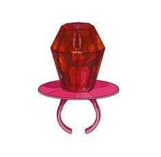 a red object sitting on top of a pink table