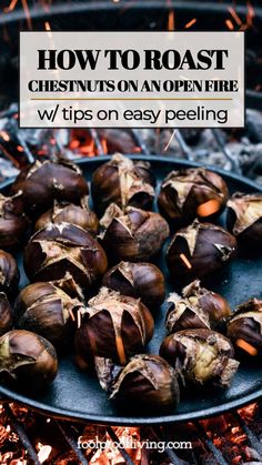 roasting chestnuts on an open fire with text overlay