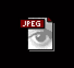 an eye looking through a magnifying glass with the word jpeg on it