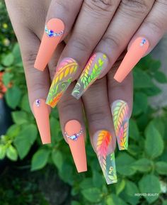 25 Bright Summer Nails Stylish and Fun 2022 Inspired Beauty Bright Nails Teal, Bright Summer Acrylic Nails, Bright Summer Nails Designs, Nails Round, Pride Nails, 2023 Beach, Bright Nail Designs, Nails Bright, Nails Colorful