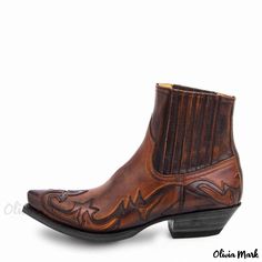 Olivia Mark - Handcrafted Patina Martin Shoes, Western Cowboy Boots, and Genuine Leather Boots by Xin Ao Cowboy Boots For Men, Shoes Western, Martin Shoes, Sporty Shoes, Leather Western Boots, Genuine Leather Boots, Boots Western, Mens Cowboy Boots, Casual Flat Shoes