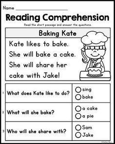 reading worksheet for kids to learn how to bake the cake and make it