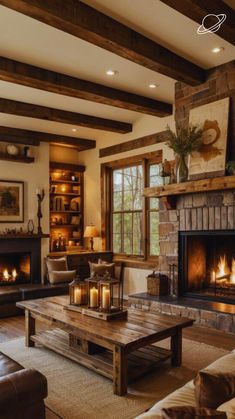 a living room filled with furniture and a fire place