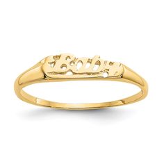 14k yellow gold children's ring with polished finish. Band width measures approximately 1/16". Kids Ring, Baby Gold Rings, Baby Ring, Baby Rings, Kids Rings, Yellow Rings, Gold Baby, Childrens Jewelry, Elegant Ring