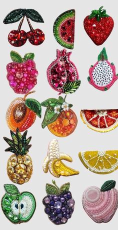 Apple Pomegranate, Beaded Shirt, Healthy Apple, Bead Embroidery Patterns, Bead Embroidery Jewelry, Hand Embroidery Art, Embroidery Inspiration, Embroidery And Stitching, Cute Crafts