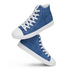 Women's Denim Print high top canvas shoes, Blue Jean Print Sneakers, Casual Summer Shoes Don't forget to treat your feet with care! The classic, stylish high top canvas shoes will be a great addition to your wardrobe. * 100% polyester canvas upper side * Ethylene-vinyl acetate (EVA) rubber outsole * Breathable lining, soft insole * Faux leather toe cap * Padded collar, lace-up front * Blank product sourced from China Important: This product is available in the following countries: United States, Denim Blue Cotton Lace-up Sneakers, Summer Cotton High-top Sneakers With Round Toe, Cotton High-top Sneakers With Round Toe For Summer, Blue Casual High-top Sneakers For Spring, Casual Blue High-top Sneakers For Spring, Denim Blue Cotton Sneakers For Streetwear, Spring Cotton High-top Sneakers, Trendy Cotton High-top Sneakers With Vulcanized Sole, Trendy High-top Cotton Sneakers