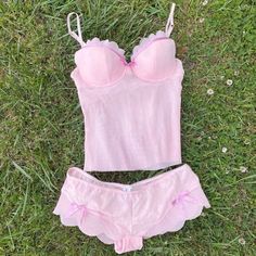 🎀 Cute Pink Summer Sleepwear, Fitted Coquette Summer Sleepwear, Pink Coquette Sleepwear, Pink Sheer Coquette Sleepwear, Kawaii Pink Bra, Pink Playsuit, Dolly Fashion, Pretty Lingerie, Cute Bathing Suits