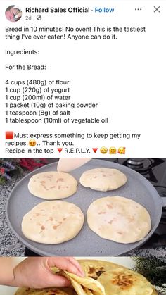 Naan Bread, Grandmas Recipes, Country Cooking, Naan, Vegetable Oil, Food Hacks, Baking Powder, Yogurt, Flour