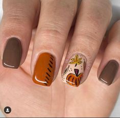 Orange Thanksgiving Nails, Simple Fall Nails Autumn Art Designs, Fall Pumpkin Nails, Ongles Halloween, Fall Thanksgiving Nails, Toenail Designs