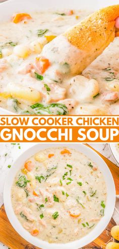 this slow cooker chicken gnocchi soup is the perfect way to use up leftovers