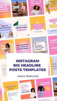 the instagramr post templates are designed to look like they have different colors and shapes