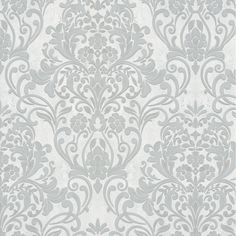 Elevate the sophistication of your interiors with the Old World elegance of this damask wallpaper. The large-scale design is composed of leafy scrolls and floral accents, all embossed in a metallic silver against a white, faux stucco backdrop. Anders is an unpasted, vinyl on non woven wallpaper. Advantage Passport 57.5-sq ft White Vinyl Textured Damask 3D Unpasted Wallpaper | 4041-32602 Gold Damask Wallpaper, Zig Zag Wallpaper, Nautical Wallpaper, Brewster Wallcovering, Wallpaper For Sale, Embossed Wallpaper, Floral Damask, Metallic Wallpaper, Damask Wallpaper