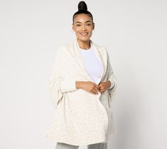 Calling all cardi lovers! Barefoot Dreams brings you a soft, lightweight layer that's suitable for all seasons with this CozyChic Ultra Lite blanket wrap.  Combining the layer-able look of a cardigan, the caress-worthy comfort of a blanket, and the convenience of a wrap all in one shawl-collared design, this plush piece creates countless ways to chase away the chill in sophisticated style. From a chic shield in over-airconditioned offices to a warm winter layer over tees and blouses, its effortl Winter Layering, Blanket Wrap, A Blanket, Front Design, Sweater Fashion, Sophisticated Style, All Seasons, Warm Winter, Sweaters & Cardigans