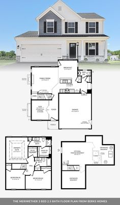 two story house plans with 3 bedroom and 2 bath in the same floorplan