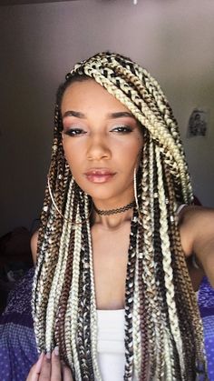 Back to School Protective Hairstyles that’ll get you hype for the new year Jumbo Box Braids Styles, African Braids Hairstyles Pictures, Blonde Dreadlocks, Faux Loc, Big Box Braids, Blonde Box Braids, Short Box Braids, Big Box Braids Hairstyles, Jumbo Box Braids