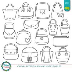 you will receive black and white purses to print or cut out for your child's room