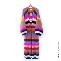 Knit pattern – MYPZ Long Light Mohair Cardigan Shava No10 (ENG-NL) – MYPZ Handmade Luxury Long Oversized Cardigan, Club Tropicana, Rainbow Cardigan, Long Lights, Long Light, Mohair Yarn, Mohair Cardigan, Bright Purple, Baby Alpaca