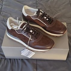 New Unworn Pair Of Brunello Cucinelli (Deadstock) Dark Brown Suede Leather Mix Size Eu 42.5 Or Us 9.5 Elegant Brown Lace-up Sneakers, Elegant Brown Calf Leather Sneakers, Elegant Brown Low-top Sneakers, Brunello Cucinelli, Brown Suede, Mens Shoes Sneakers, Suede Leather, Dark Brown, Men's Shoes