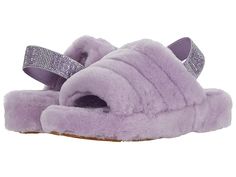 UGG Fluff Yeah Slide - Women's Slippers : Lilac Frost : Whether you're in the comfort of your home or out on the town, the UGG Fluff Yeah Slide gets you style and comfort that's out of this world! Soft and plush sheepskin uppers with an open toe. Easy slip-on design with elastic strap with UGG graphic. Soft sheepskin linings and throughout. 10mm sheepskin insole and sheepskin wrapped midsole on a durable rubber outsole. Imported. This product contains real fur from Sheep or Lamb. Fur Origin: Aus Expensive Outfits, Ugg Ugg, Fluff Yeah Slide, Ugg Fluff Yeah, Ugg Slides, Womens Ugg, Cute Slippers, Koolaburra By Ugg, Ugg Slippers