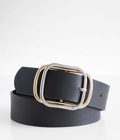 BKE Mixed Metal Buckle Belt - Black X-Small, Women's Black Faux leather 1 1/2 belt. 100% Polyurethane.. WOMEN'S BELT SIZE CONVERSION CHART Jean Size 23-24 25-26 27-28 29-30 31-32 Belt Size XS S M L XL Belt Length** 34 37 40 43 46 *Conversion sizes may vary. **Measures from end to end excluding the buckle. These are general guidelines and sizing is dependent on belt being worn at natural waistline or the hip. Apparel & Accessories Circle Belt, Women's Belts, Belt For Women, Metal Belt, Black Leather Belt, Conversion Chart, Women's Belt, Buckle Belt, Mixed Metals