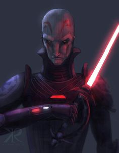 a star wars character holding a light saber