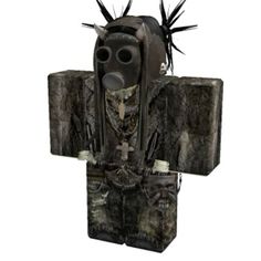 an image of a man in a gas mask with spikes on his head and chest