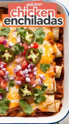 Easy chicken enchilada recipe that will become your go-to dinner enchiladas dish. Simple, tasty, and family-approved! Dinner Enchiladas, One Pan Chicken