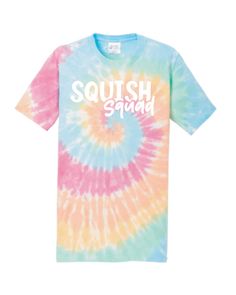 a tie - dye shirt with the monogramed initials on it and a circle in the middle