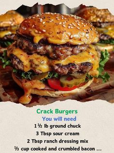 a hamburger with cheese and lettuce on it