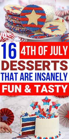 16 4th of july desserts that are insanely fun and tasty, collage of 4th of july desserts Red White And Blue Cheesecake, Red White Blue Food, Patriotic Fruit Pizza, Blue Cheesecake, Cheesecake Photos, Cake Decorated With Fruit, Memorial Day Desserts, 4th Of July Dessert, Patriotic Cookies