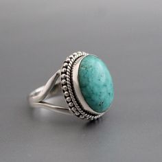 Turquoise ring, Solid Sterling Silver Ring, Natural Turquoise Ring (All sizes available), December Birthstone Ring, Designer Rings,Boho Ring Turquoise is a purification stone. It dispels negative energy and can be worn to protect against outside influences or pollutants in the atmosphere. It is a symbol of friendship, and stimulates romantic love. ✦Gemstone: Natural Turquoise ✦Stone Cut: Oval Cabochon ✦Stone Size: Approximately 13X18 mm - 15X20 mm Oval Cabochon ✦Metal: 925 Sterling Silver Natura Rings Boho, December Birthstone Ring, Green Amethyst Ring, Natural Turquoise Stone, Designer Rings, Ring Turquoise, Bohemian Rings, Birthstone Gifts, Turquoise Rings