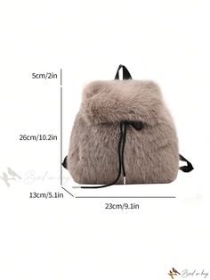 Bird in Bag - Womens Gray Plush Backpack: New Fashion 2023 Autumn & Winter Vintage Style - Perfect for Students and Commuters Teddy Backpack, Plush Backpack, Winter Vintage, 2023 Autumn, Grey Pattern, Bird In Bag, Bagpack, New Fashion, Autumn Winter