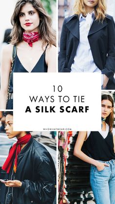 How To Style A Square Silk Scarf, How To Wear A Kerchief, Silk Scarf And Blazer Outfit, How To Tie A Scarf Like A French Woman, Short Silk Scarf Tying, French Silk Scarf Style, Ways To Wear Silk Scarves, Women Neck Scarf, Silk Scarf Outfit Fall