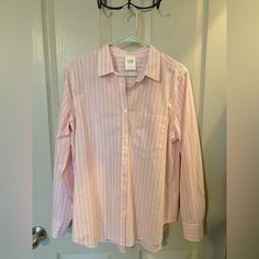 Button Up Shirt With Pink And White Stripes. Gap. Size L. Pink And White Stripes, Pink Stripes, Cute Casual Outfits, Button Up Shirt, Pink And White, Vintage Pink, Shirt Outfit, White Stripe, Daily Wear